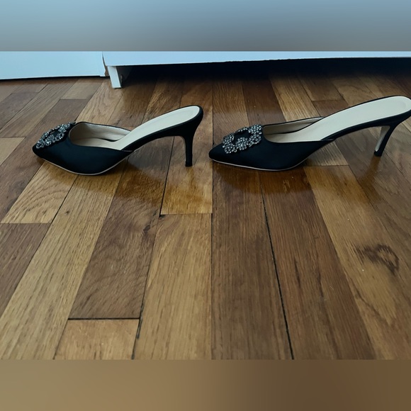 Shoes - Black slide on shoe with bling 3 inch heel